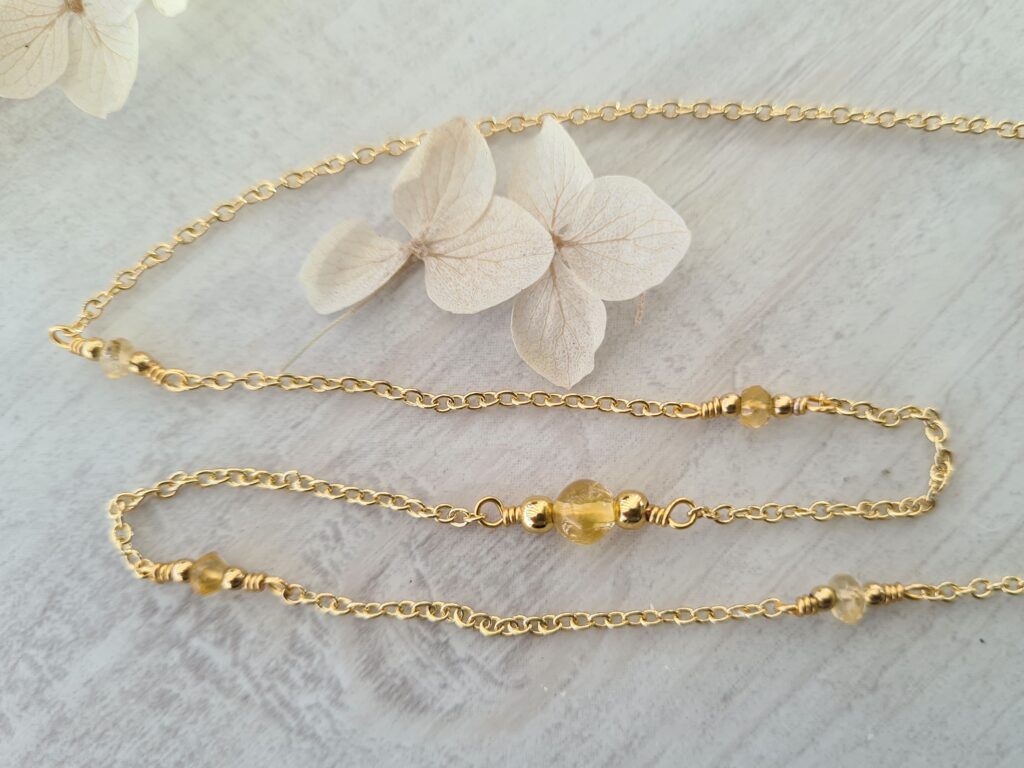 Gemmissime | Collier fait-main en pierres naturelles | Citrine Pierre de naissance novembre