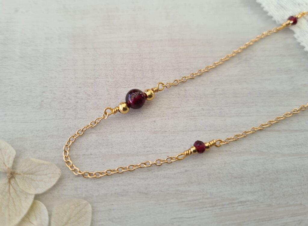 Gemmissime | Collier fait-main en pierres naturelles | Grenat Pierre de naissance janvier