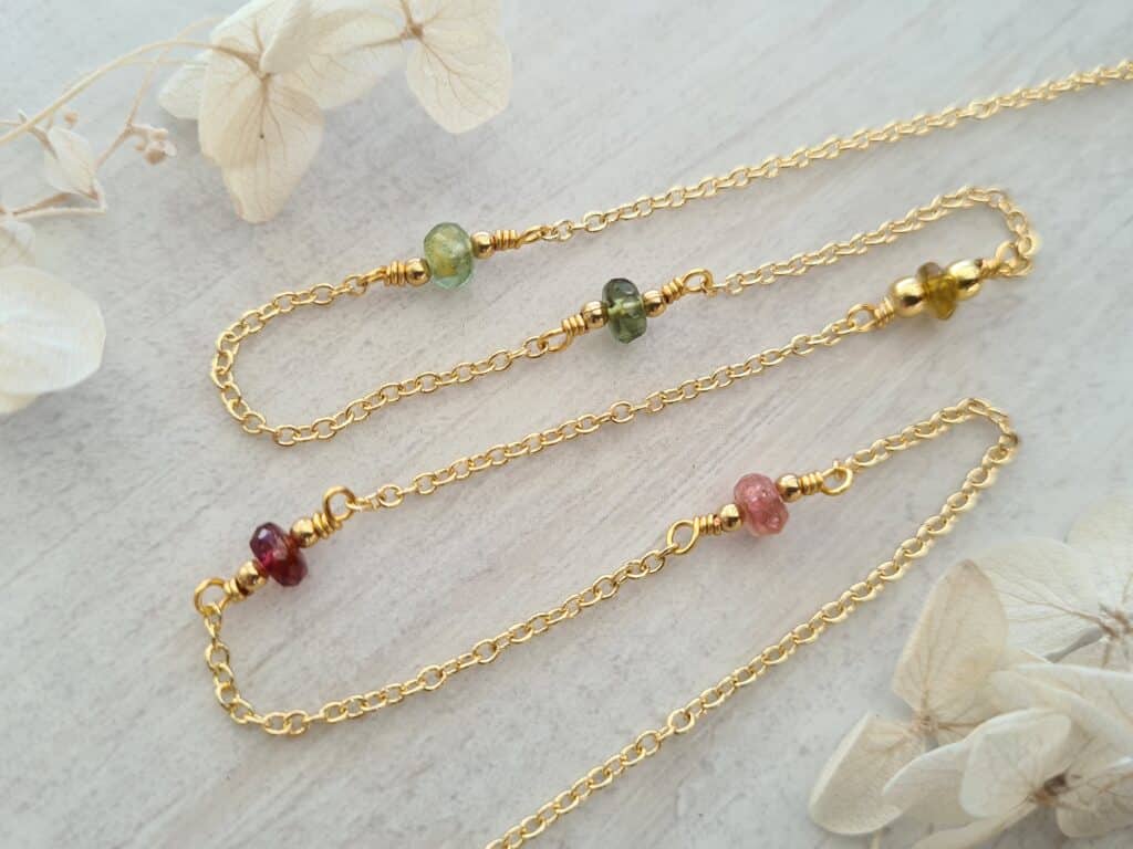 Gemmissime | Collier fait-main en pierres naturelles | Tourmaline Pierre de naissance octobre