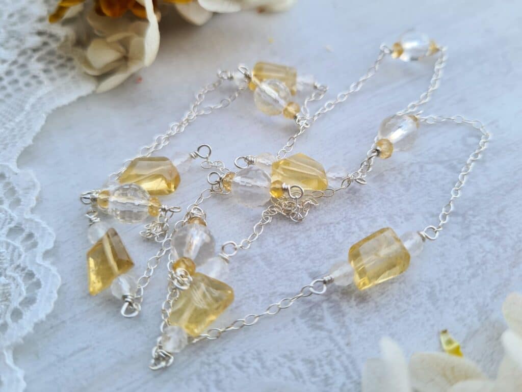 Gemmissime | Sautoir fait main en pierres naturelles | Collier Citrine et Cristal de roche