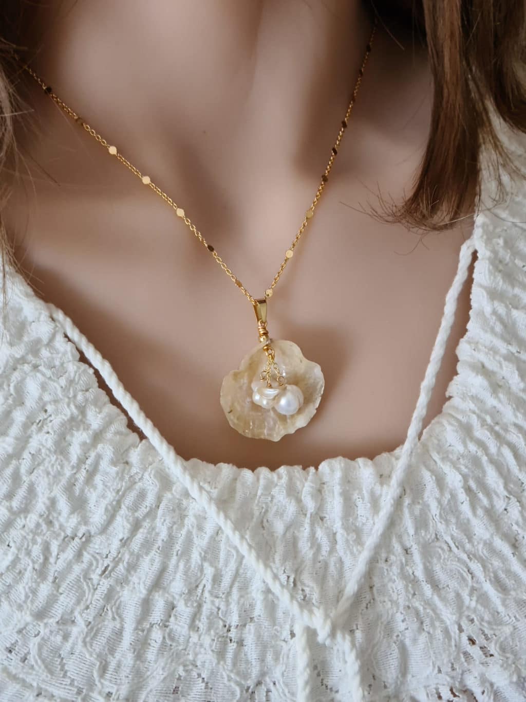 Gemmissime | Collier Coquillage véritable et Perles de culture